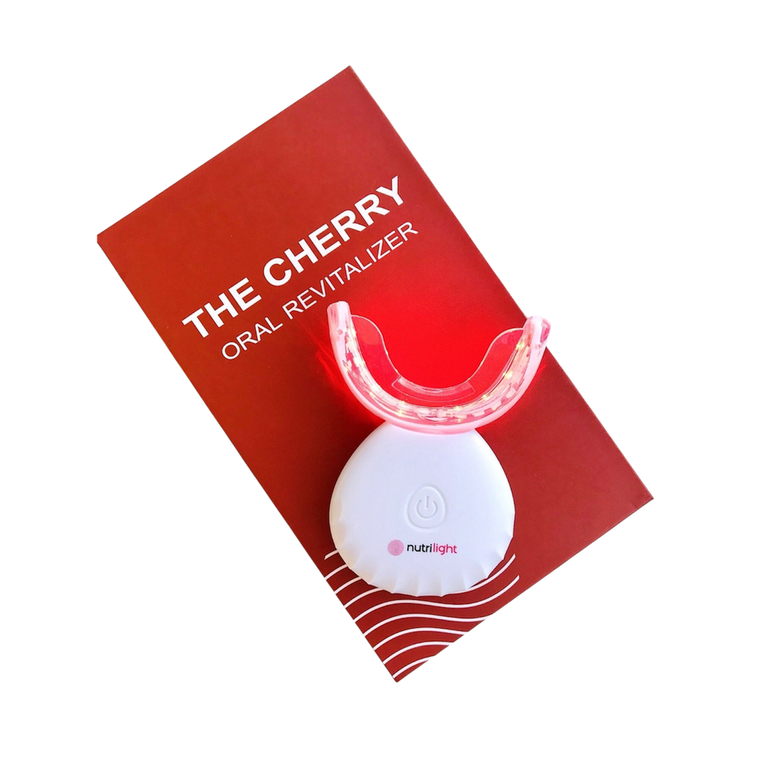 Cherry munpanel foran emballasjen sin