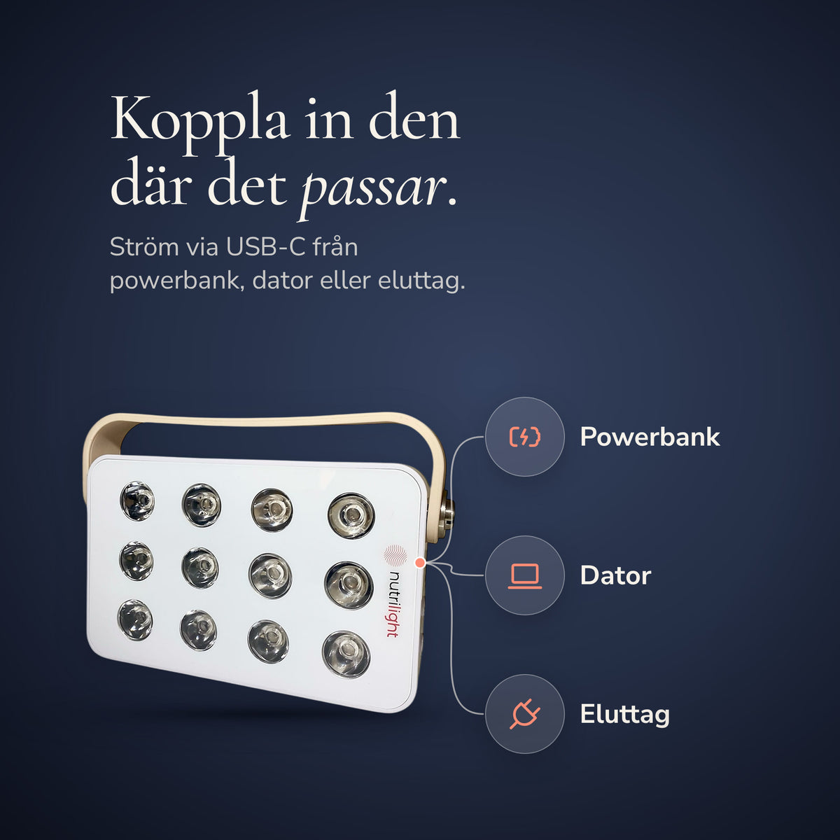 The Robin Gen 2 connected to three power sources: power bank, computer, and wall outlet via USB-C.