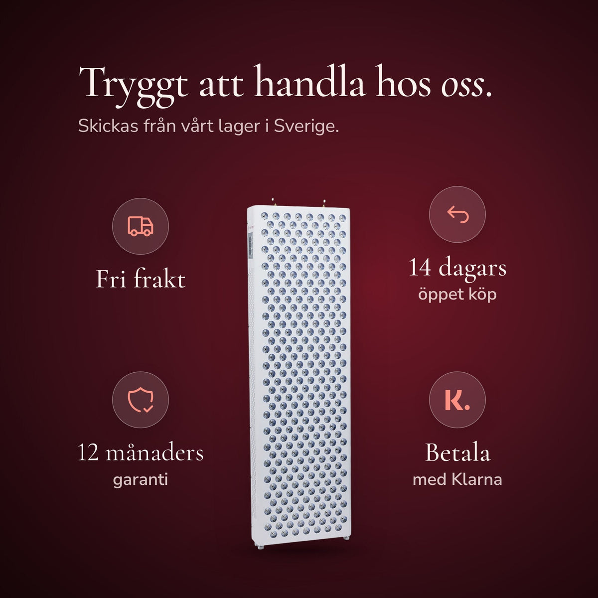 The Red Deer omgiven av fyra löften: fri frakt, 14 dagars öppet köp, 12 månaders garanti och betala med Klarna. Skickas från vårt lager i Sverige.